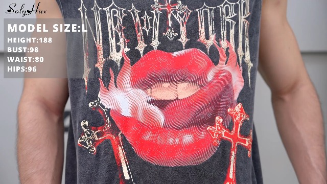 SOLY HUX Men's Summer Gothic Tank Top Graphic Print Distressed