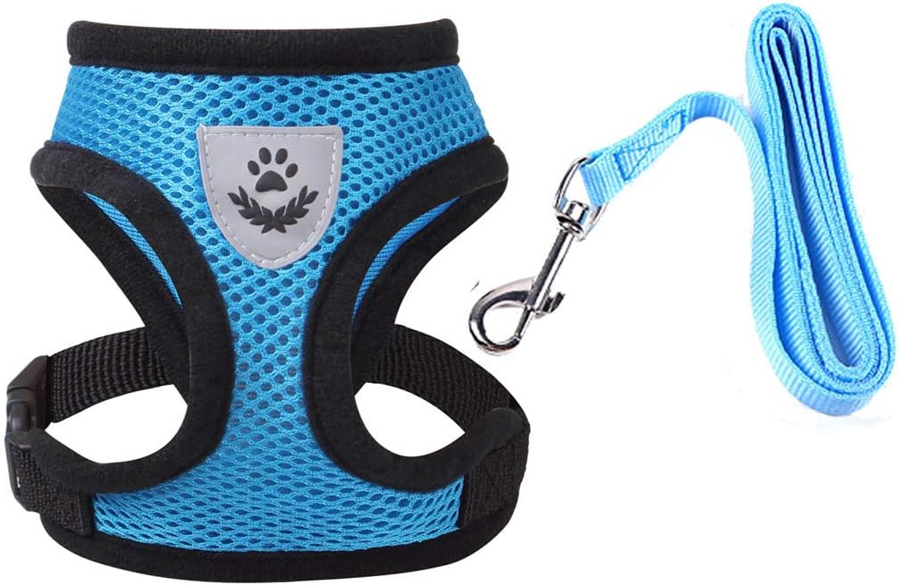 Meeyou Little Pet Adjustable Mesh Harness with Leash(M,Blue)