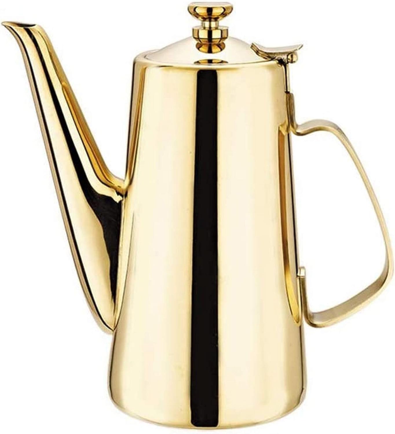 Stainless Steel Tall TeapotKettle, Food-GradStainless Steel Tea Coffee Potwith Press Button Top,for Coffee,Tea,Beverage Etc,Metallic,2L (Metallic 1.5L) (Metallic 1.5L)