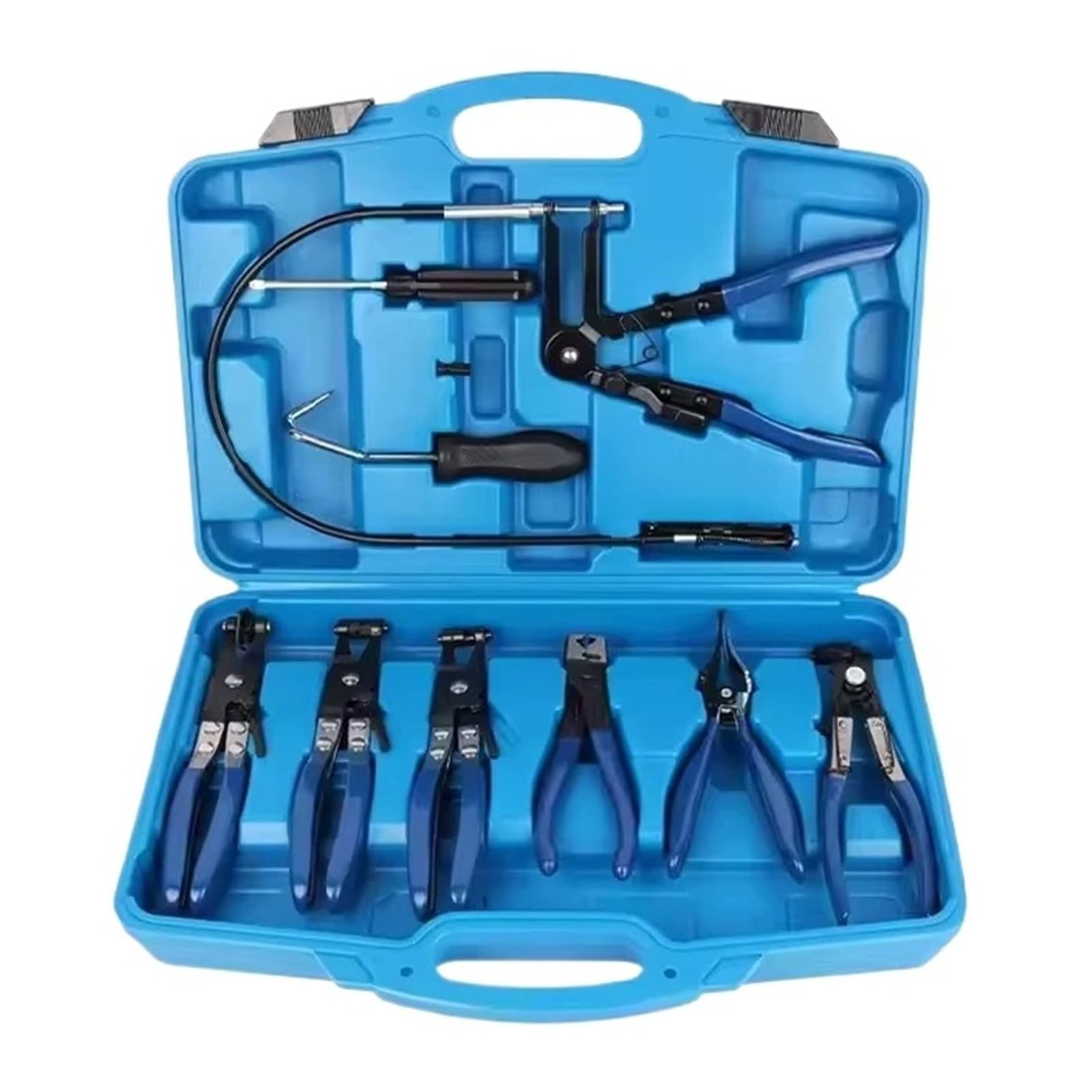 9pcs Trim Removal Tool Wire Long Reach Hose Clamp Pliers Set Fuel Oil Water Hose Auto Tools With Box For Car