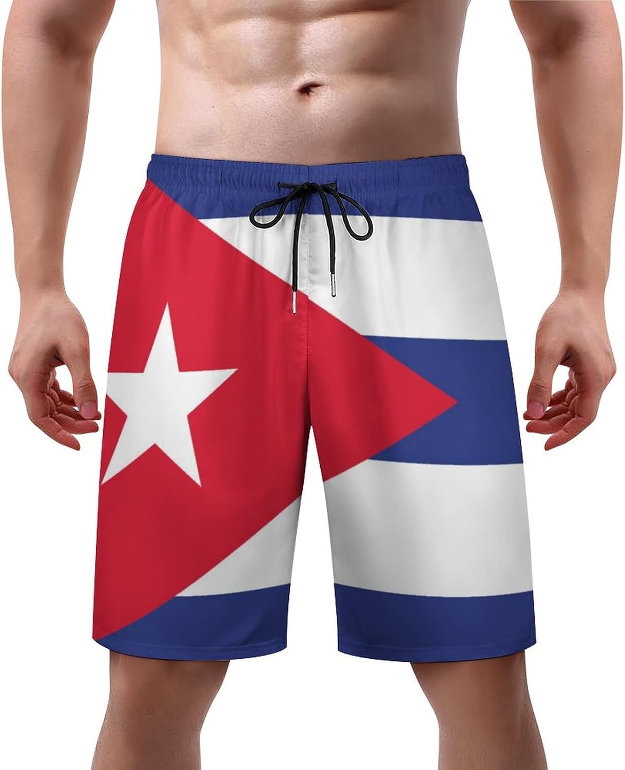 Delerain Men's Swim Trunks Flag Quick Dry Swim Shorts with Mesh Lining Mens Bathing Suit