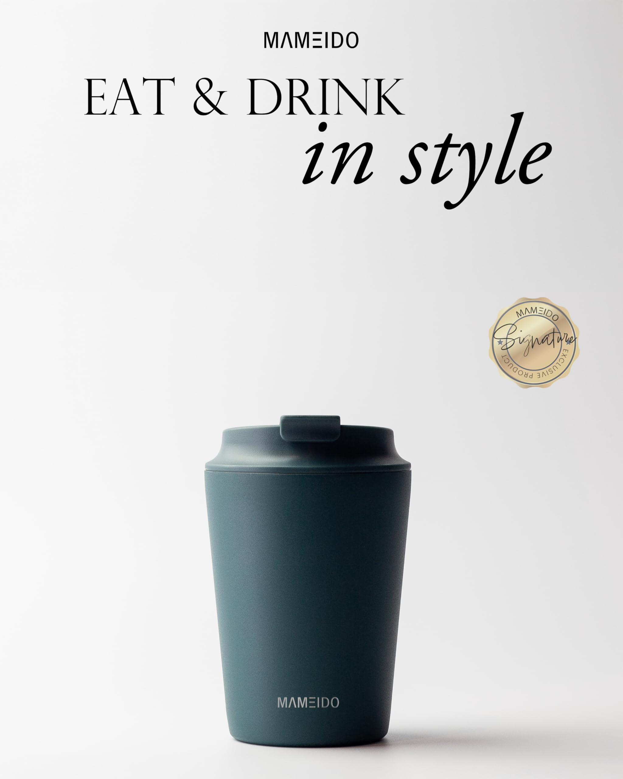 MAMEIDO Insulated Coffee Cup, Travel Mug 350 ml, Leakproof Coffee Flask BPA-Free, Tumbler for Hot & Cold Drinks (Ocean Bloom) - Image 2