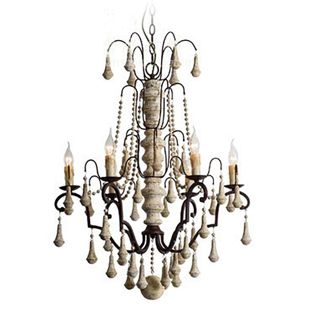 Wohnzimmer Villa Hotel Arbeitszimmer Schlafzimmer Esszimmer-lampen,Hängendes Licht,E14 Amerikaner Land Retro Kronleuchter Beleuchtung,Kerze Massivholz Alt Während Lighting-Retro zu alten tun 6 kopf