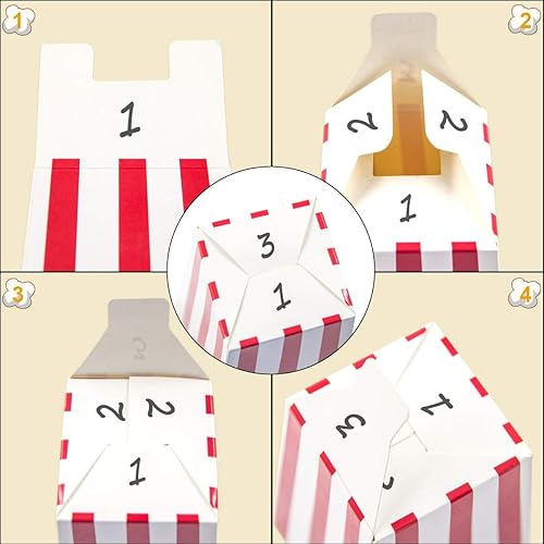 Miniatura 7 de ceiba tree Coloridas cajas de palomitas de maíz a rayas para fiestas y noches de cine, mini bolsas de cartón para palomitas de maíz para cumpleaños,