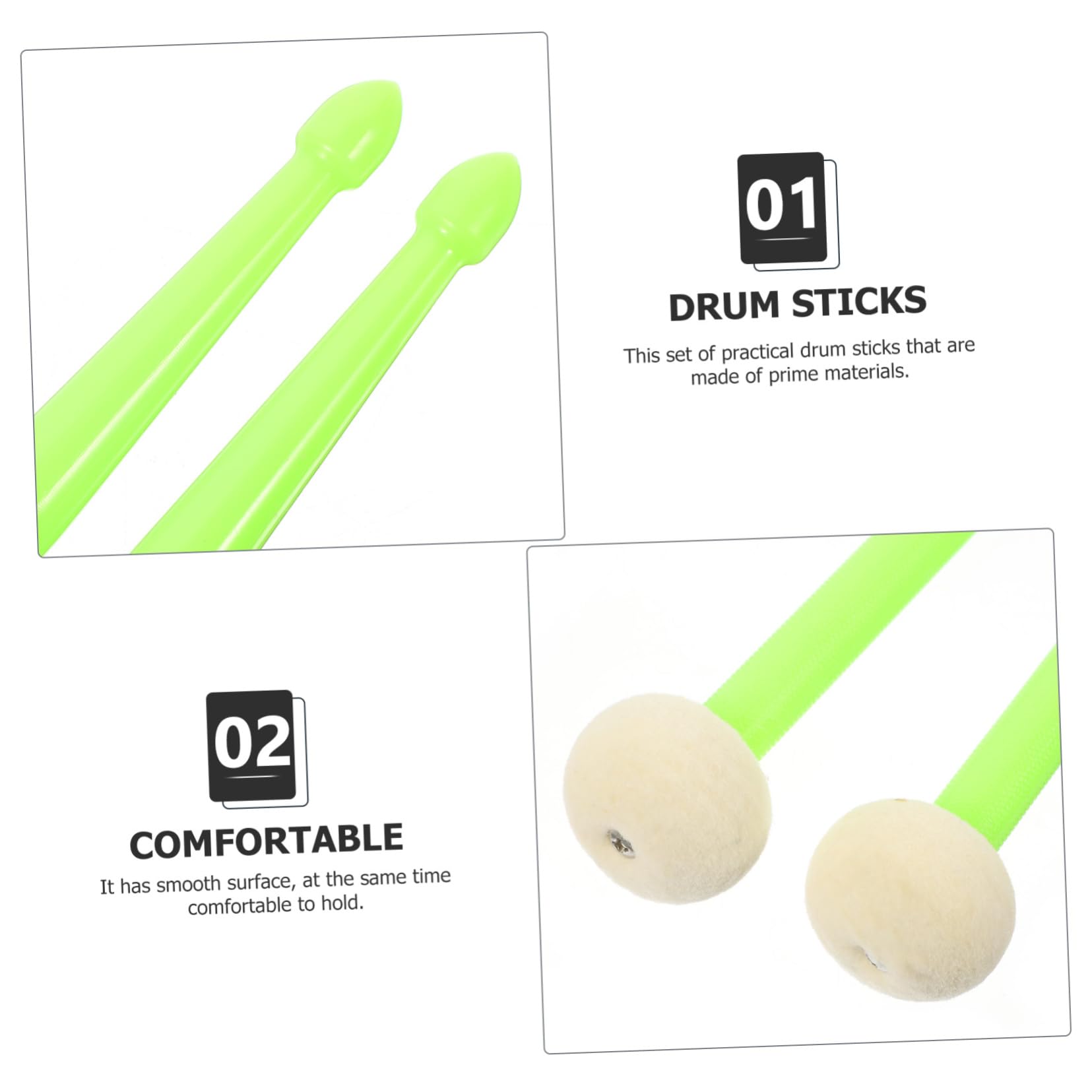 SUPVOX 2 Pares Palillo De Tambor Cepillos De Tambor Instrumentos Musicales Infantiles Baqueta Suministro De Tambor Palillo Práctico Palo De Percusión Musical Niño Tas Ligero Sintió