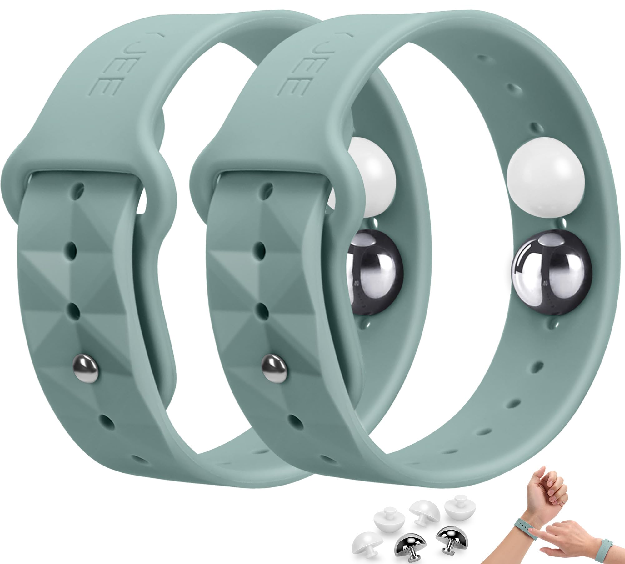 Motion Sickness Bracelets for Travel: Acupressure Anti Nausea Wristband for Morning Sickness - Sea Sickness Wristbands for Car Boat Air - Nausea Bands for Motion Sickness Cactus Color