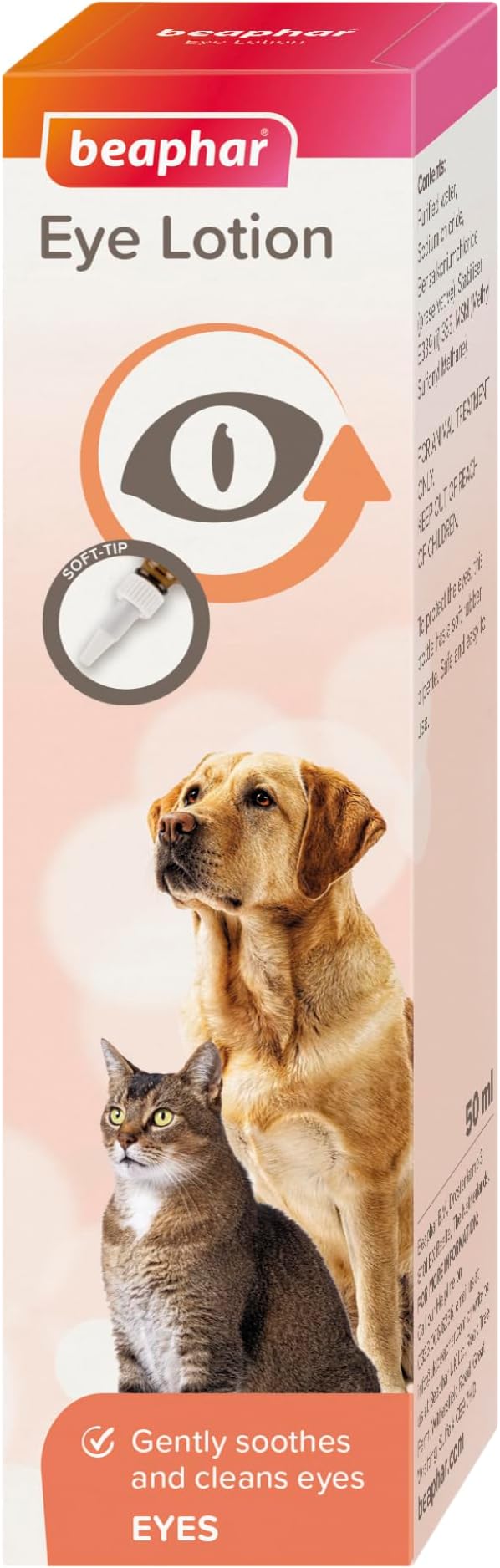 Beaphar Eye Lotion for Cats and Dogs, Cleans and Supports Sensitive Eye Area, Moisturises and Rejuvenates, Removes Tear Stains, Easy-to-Use Lotion, 50 ml