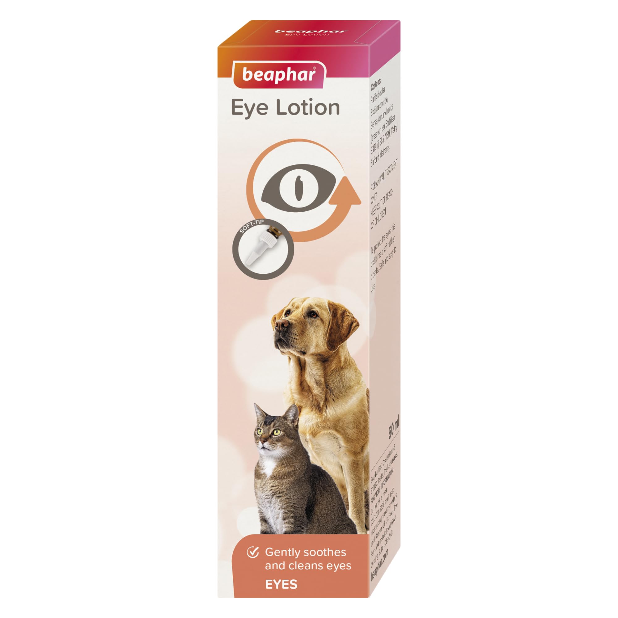 Beaphar Eye Lotion for Cats and Dogs, Cleans and Supports Sensitive Eye Area, Moisturises and Rejuvenates, Removes Tear Stains, Easy-to-Use Lotion, 50 ml