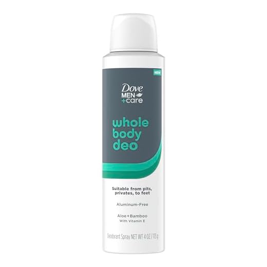 Dove Men+Care Whole Body Deo Aluminum-Free Deodorant Spray Aloe + Bamboo Suitable from Pits, Privates, to Feet 4 oz