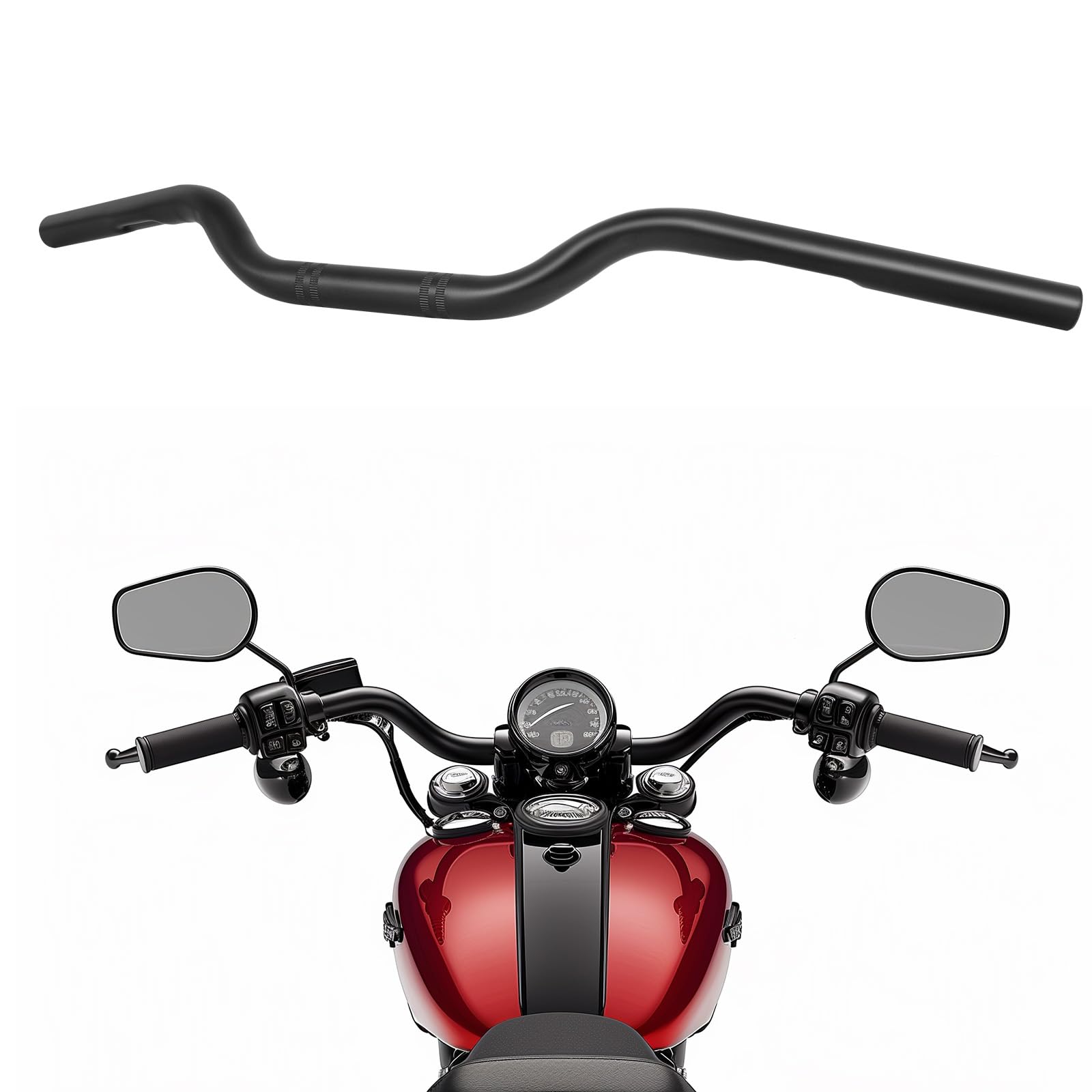 DREAMIZER Guidon de Moto 1" 25mm Universel pour Cafe Race Bobber Motocross Dirt Pit Bike ATV Ebike Mini Bike, Noir