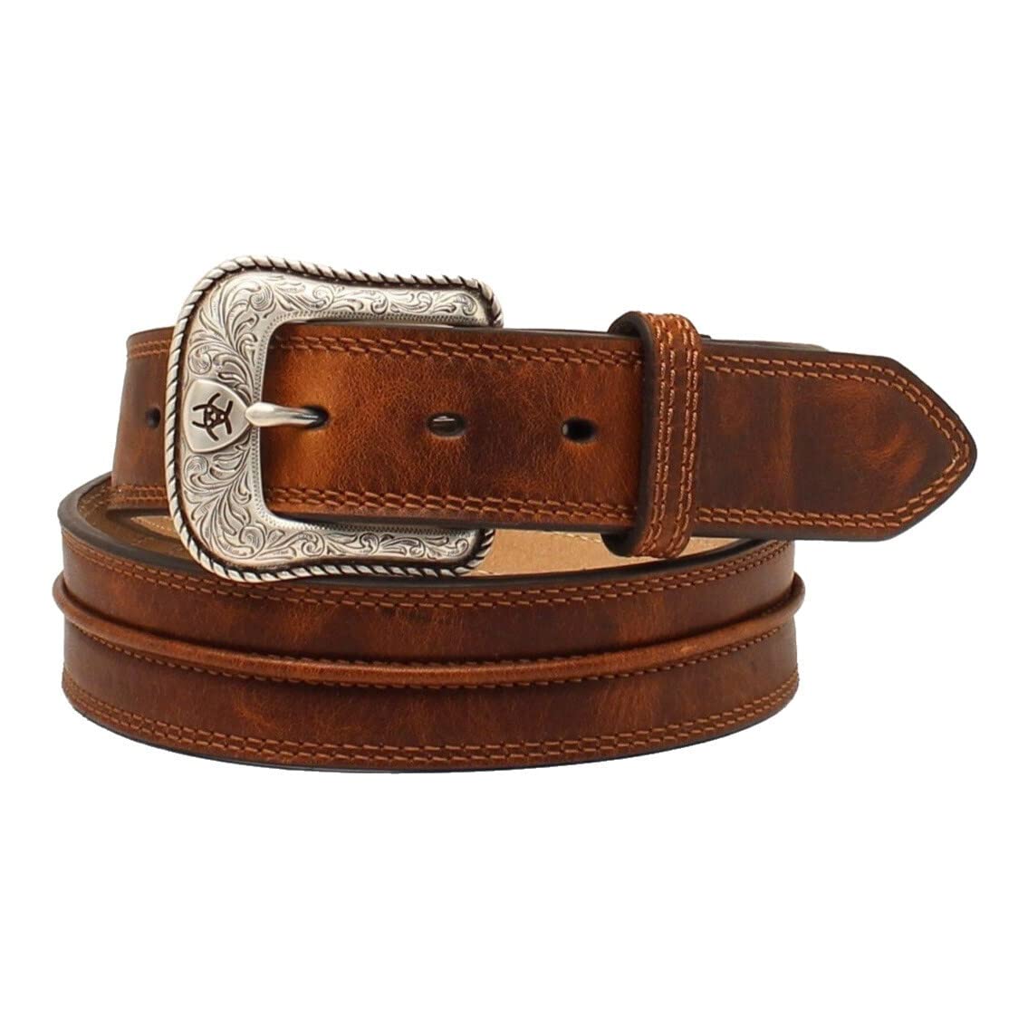 Ariat Men's Medium Brown Rowdy Center Leather Belt (48)