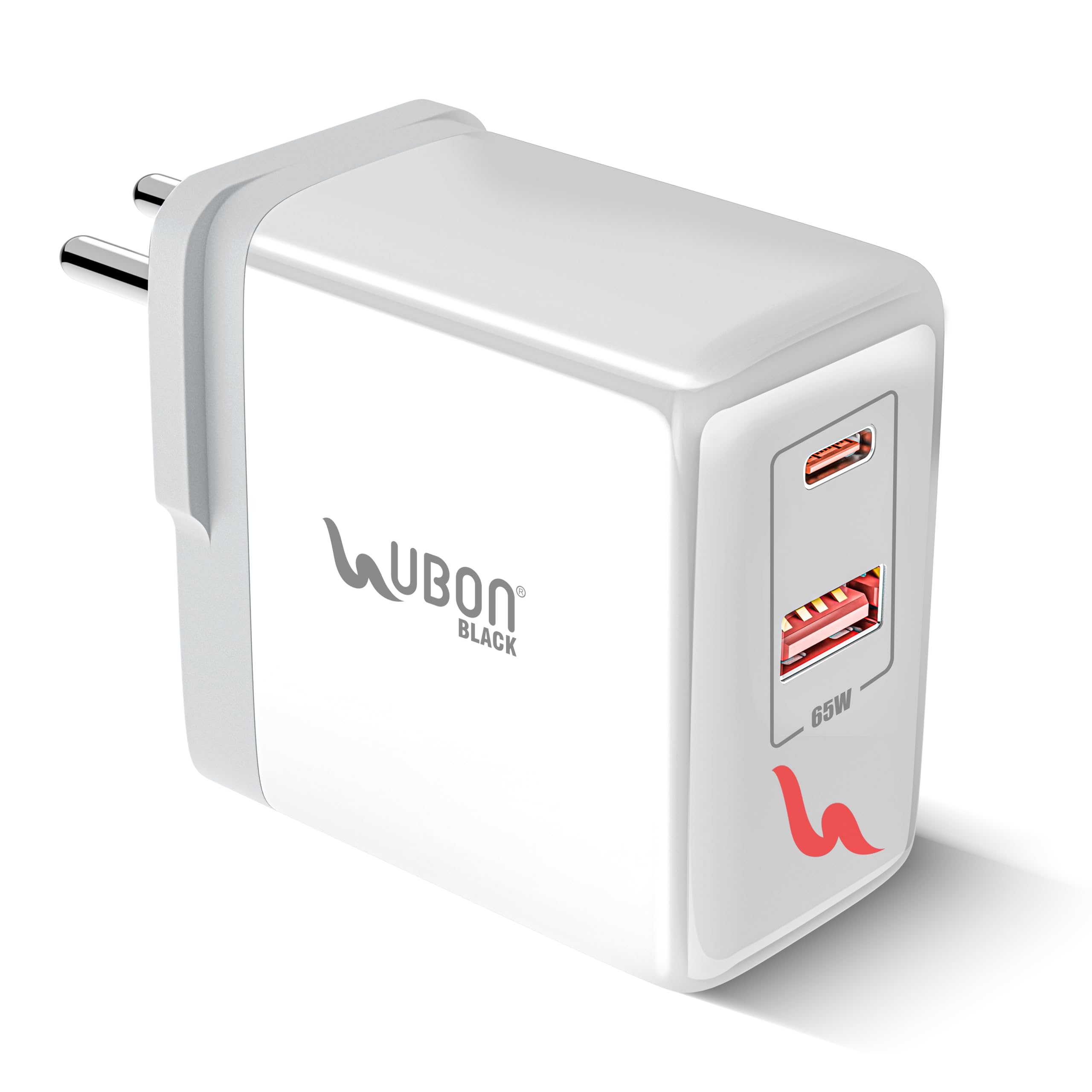 Ubon CH008 65Watt Dual Port Charger, USB & Type C Port with QC & PD Technology Supports Warp, Dash, Flash, Dart, Turbo Charge (White)-image-21