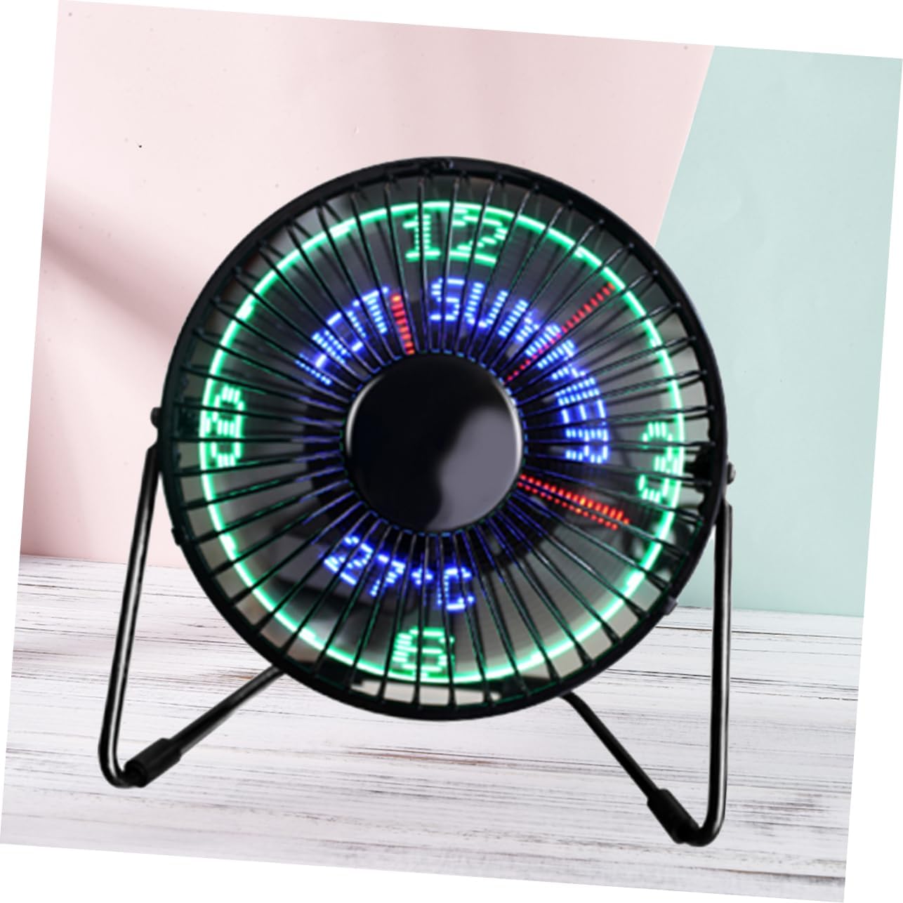 ABOOFAN 2pcs Desk Display Build Portable Clock Mini LED with Temperature USB Metal Calendar Cooling Message Home Small for Office Desktop and Fan in