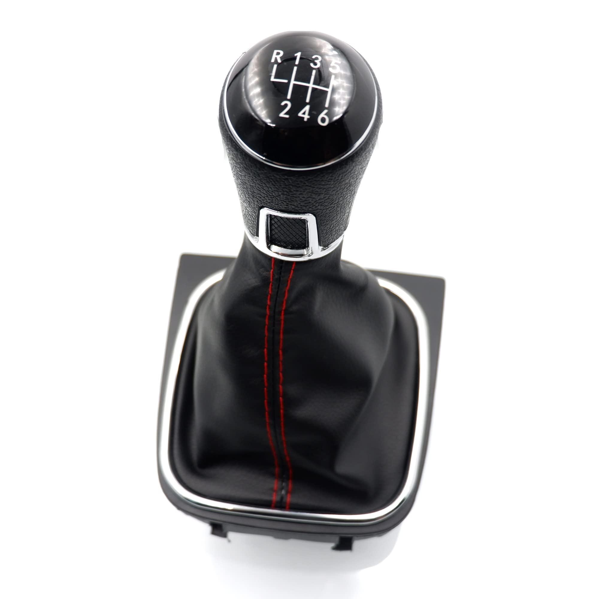 Auto 5/6 velocità Manuale Leva del Pomello del Cambio & Boot Gaitor in Pelle Nera Set per V&olkswagen per Golf 5 6 per Jetta V VI per Scirocco (Color : 6 Speed)