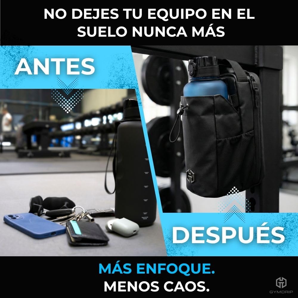 Bolsa de deporte magnética con soporte para botellas de 1,5 l, bolso deportivo compacto para entrenamiento y uso diario