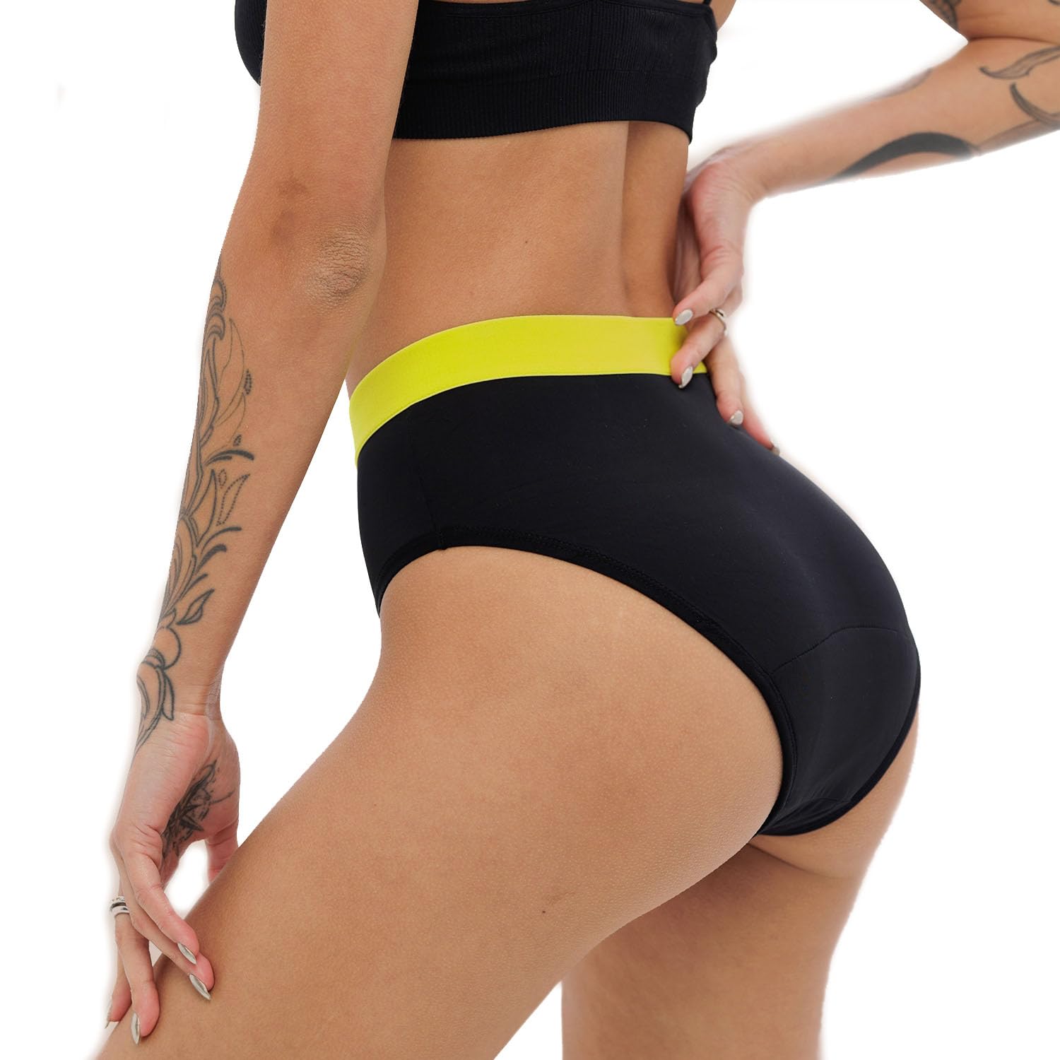 Weekiss High Waist Lemon Bragas menstruales, Bikini Menstrual, Calzones menstruales, Bbraguita Menstrual, Negro