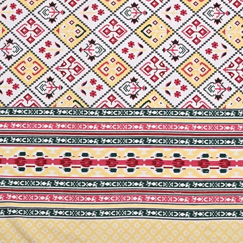 Image of India 100% Pure Cotton Jaipuri Printed Double Bedsheet with 2 Pillow Covers | Traditional Sanganeri Floral Design | Soft Breathable Fabric | King Size Bedsheet for Bedroom (Kaya38)