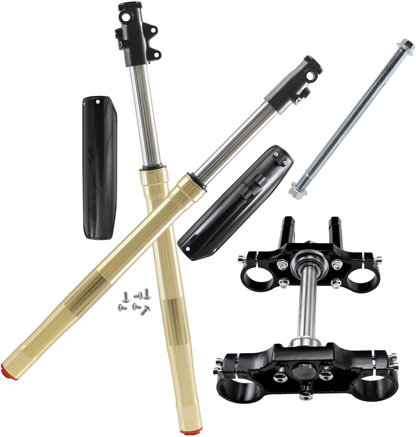 790mm Front Inverted Fork 45mm/48mm with Shock Protector Cover, 15mm Hole Hydraulic Forks Suspension Shocks Absorber for Dirt Pit Bike, Include Triple Tree Mount Clamp Bar Riser