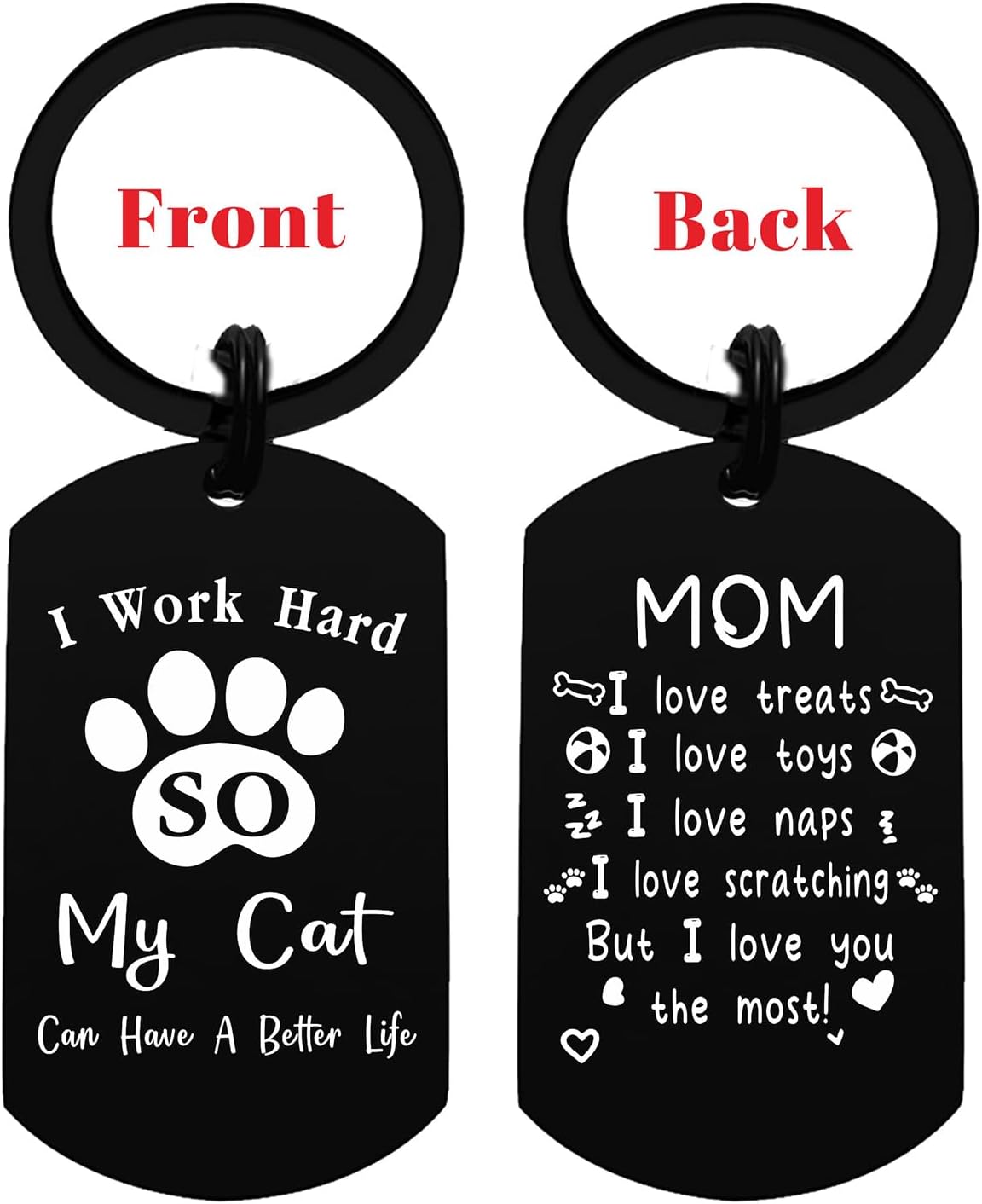 Cat Mom Valentines Day Gifts for Women, to Mom from Cat Birthday Easter Mother's Day Christmas Keychain - Image 4