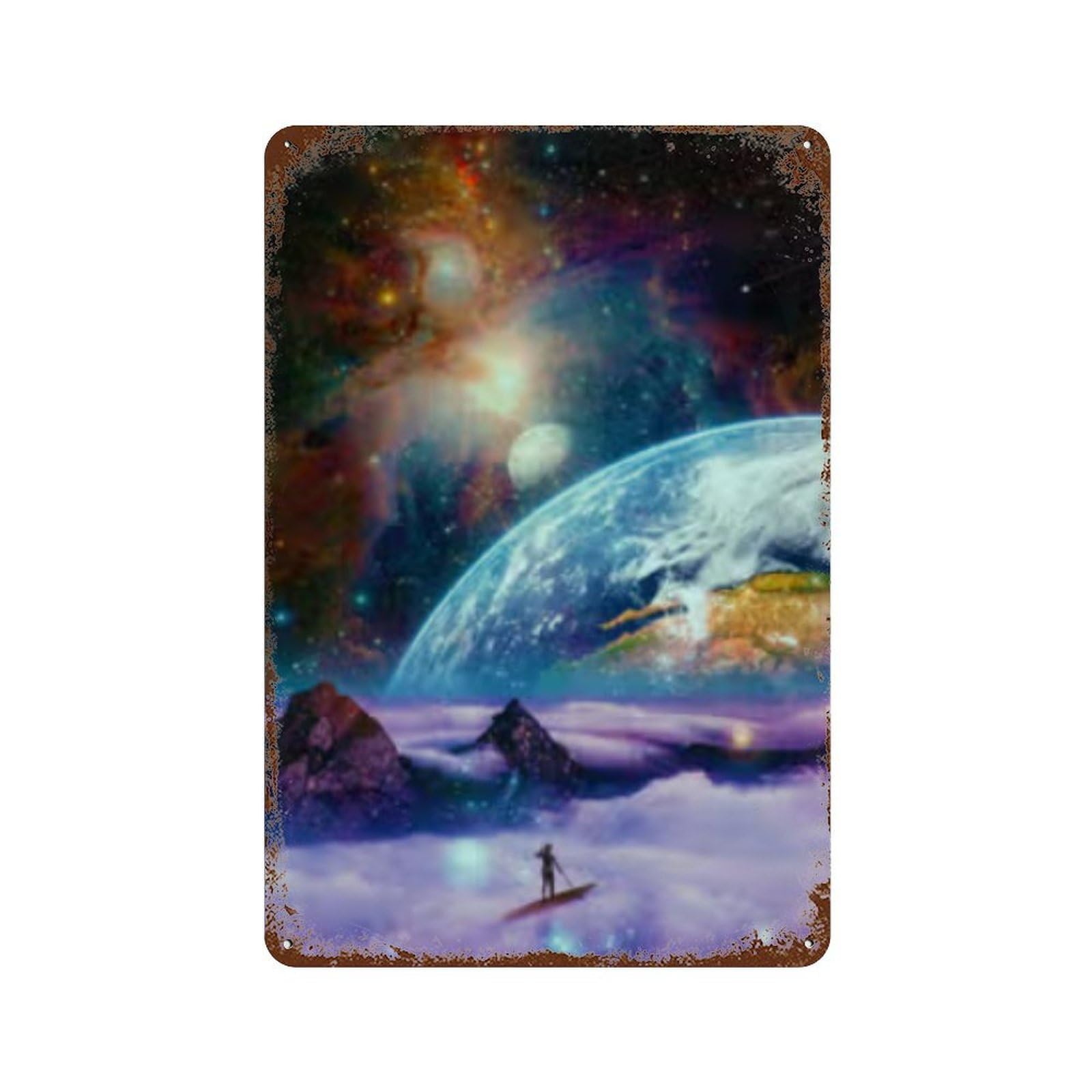 Galactic Surfing Cosmic Adventure Retro Metal Sign 11.8"x7.9", Farmhouse Wall Decor for Garage, Pub Or Kitchen