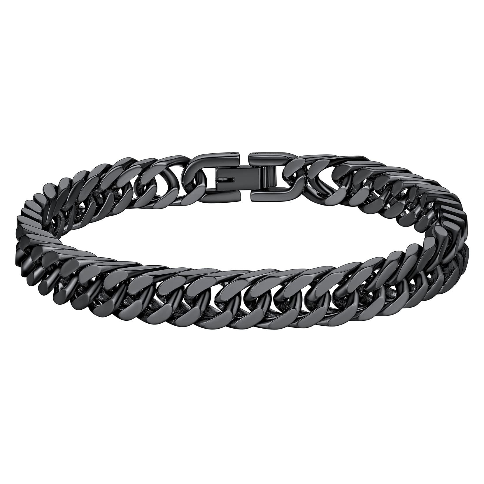 Richsteel Pulsera Metal de Eslabones Cubanos 8mm 12mm 17mm Ancho, Pulsera de Cadenas 19cm 21cm 23cm Largo, Acero Inoxidable