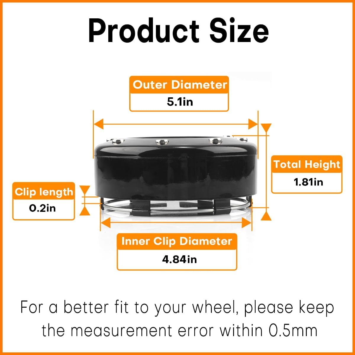 4pcs Wheel Center Caps for Mayhem Wheels Center Hubcaps Black Center Cover Replacement (Outer Diameter 5.1in/Clip Diameter 4.84in)