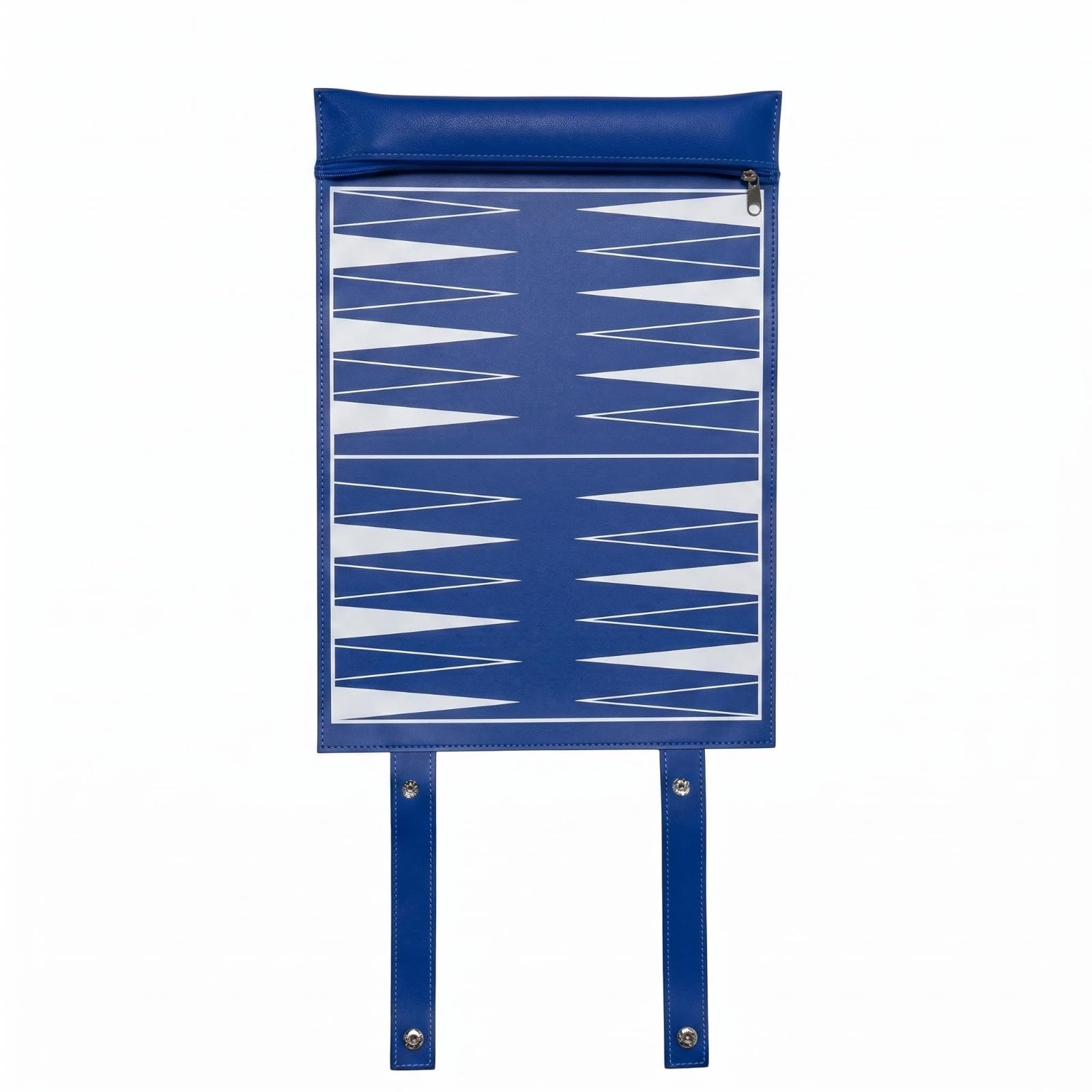 Stitched Edges Foldable Backgammon Board Zipper Closure Leather Backgammon Board Strap Closures Snap Fasteners, Blue-image-38