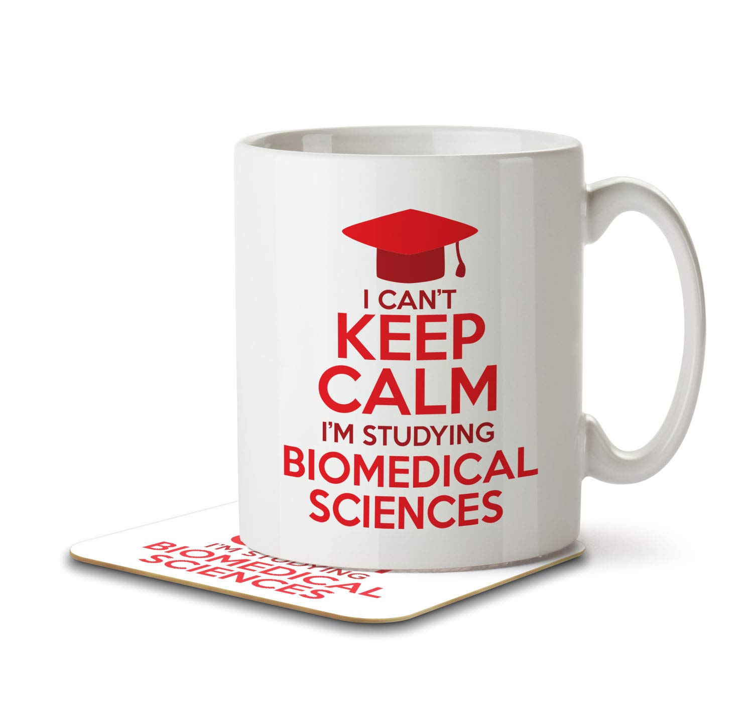 The Inky Penguin White - I Can't Keep Calm I'm Studying Biomedical Sciences - Student Mug And Coaster, Ceramic, 11Fl. Oz.