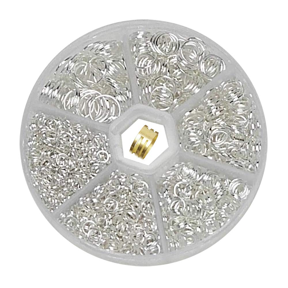 Libiline 1 Box 6 Sizes 1330pcs Open Jump Ring Jewelry Keychain Making Repair with Open/Close Tool & 1pc Clear Box (Silver, Mix)