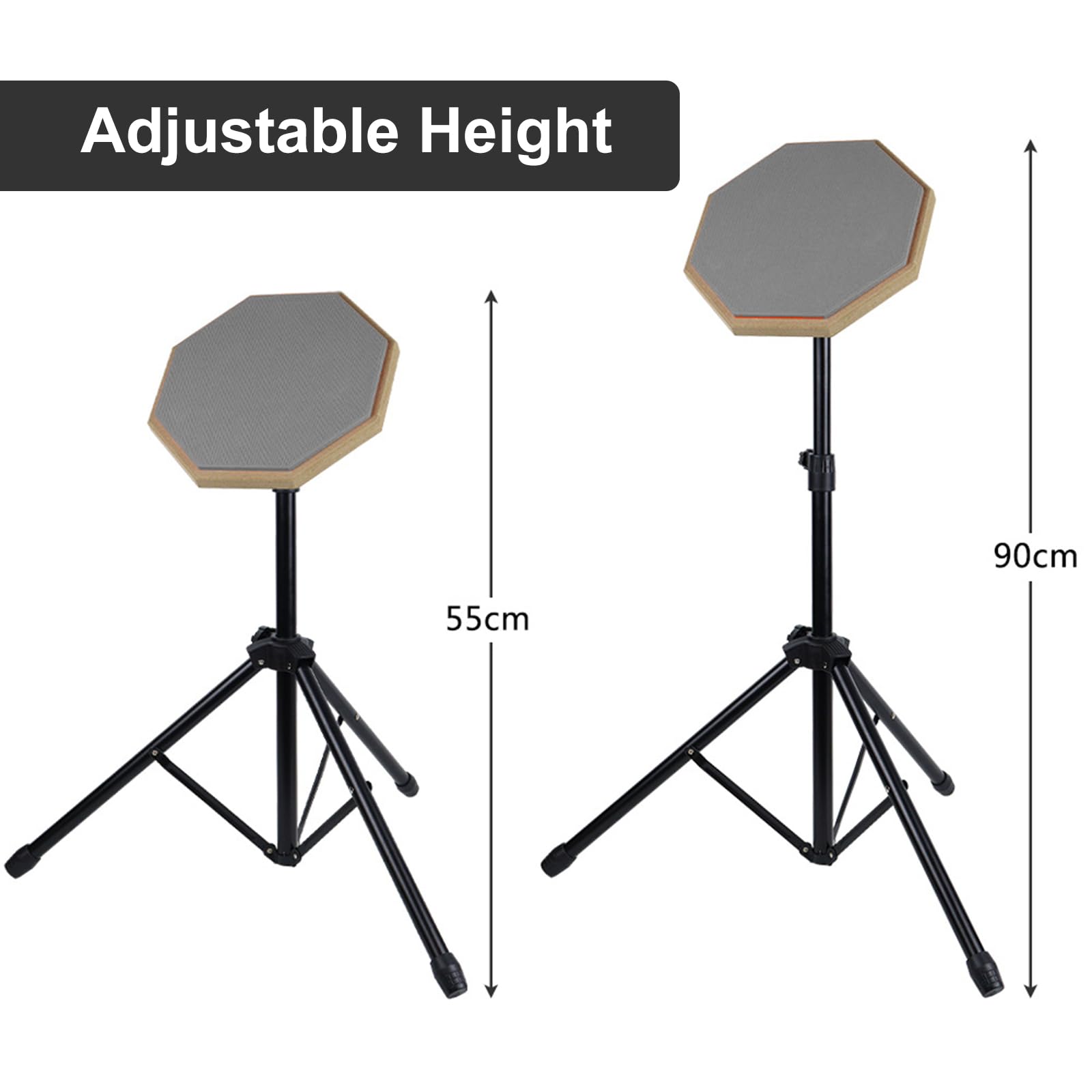 Drum Practice Pad, Set Di Pad per Esercizi, Pad per Batteria Silenzioso, Pad per Esercizi Batteria, Drum Pad Set con Bacchette, Mensola e Borsa Di Stoccaggio, Tamburo In Gomma per Principianti