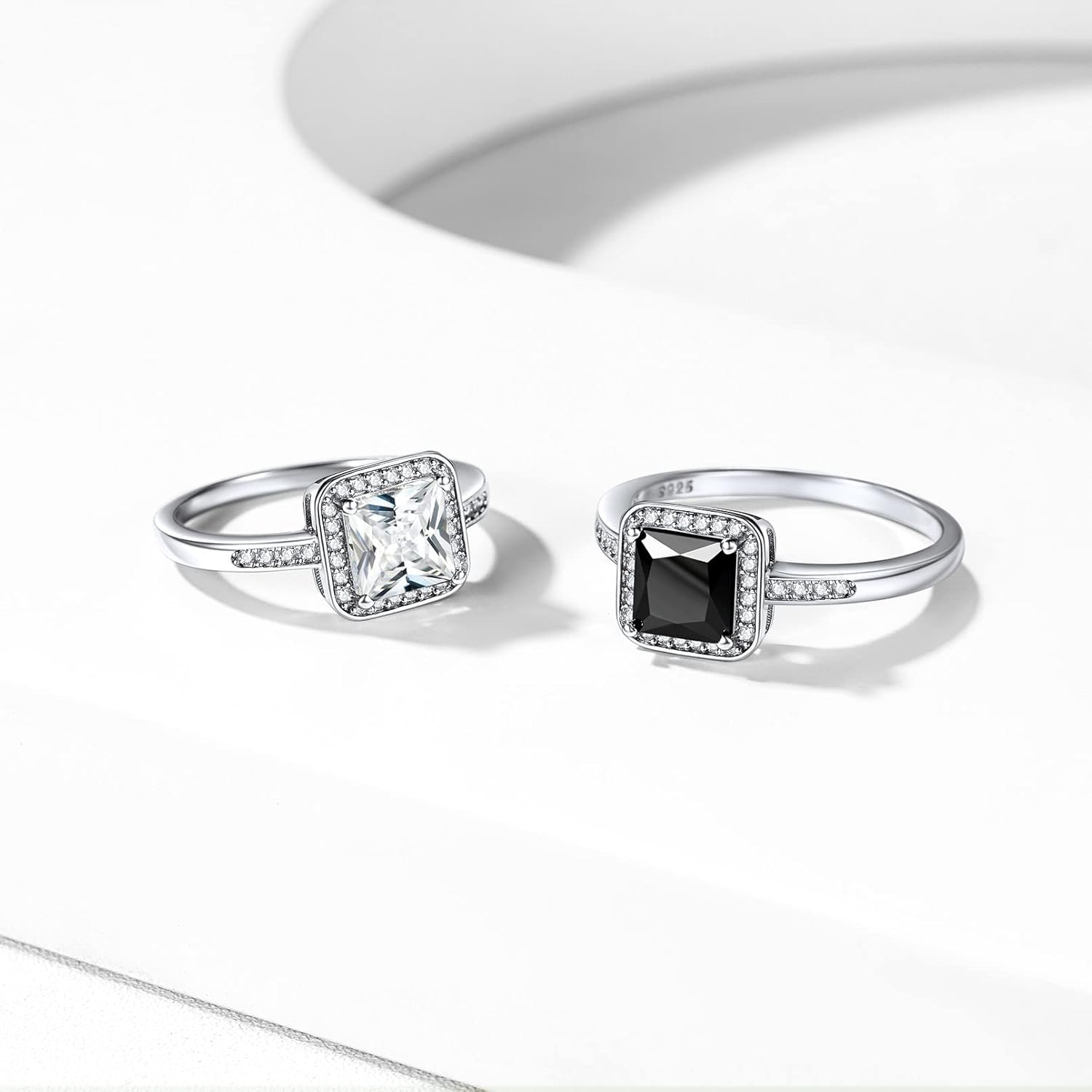 ChicSilver 925 Sterling Silver Heart/Round/Princess Cut Cubic Zirconia Simulated Diamond Solitaire Wedding Enagement Anniversary Ring for Women Size 5-12