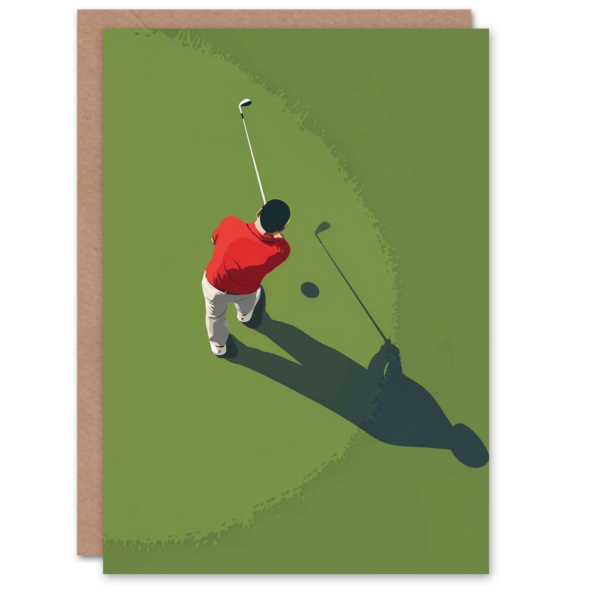 Artery8 Birthday Card Golfer Golf Hole in One Golfing Aerial View Design For Him Man Male Dad Brother Son Papa Grandad Greeting Card