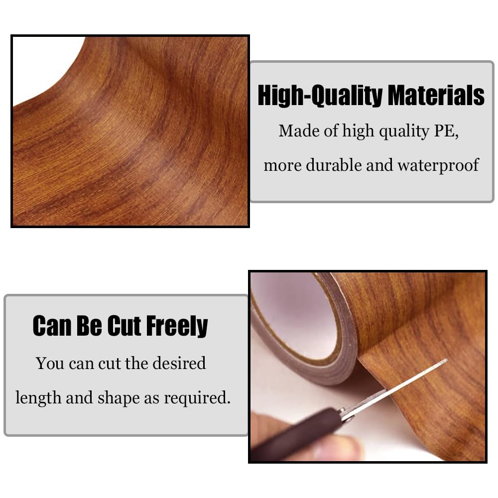 Woodgrain Repair Tape Waterproof Woodgrain Patterned Duct Tape Realistic Wood Grain Tape 2.24 x 180 Inch Wood Grain Repair Patch for Furniture Door Wall Floor Cabinet Repair (Chocolate Brown) - Image 3