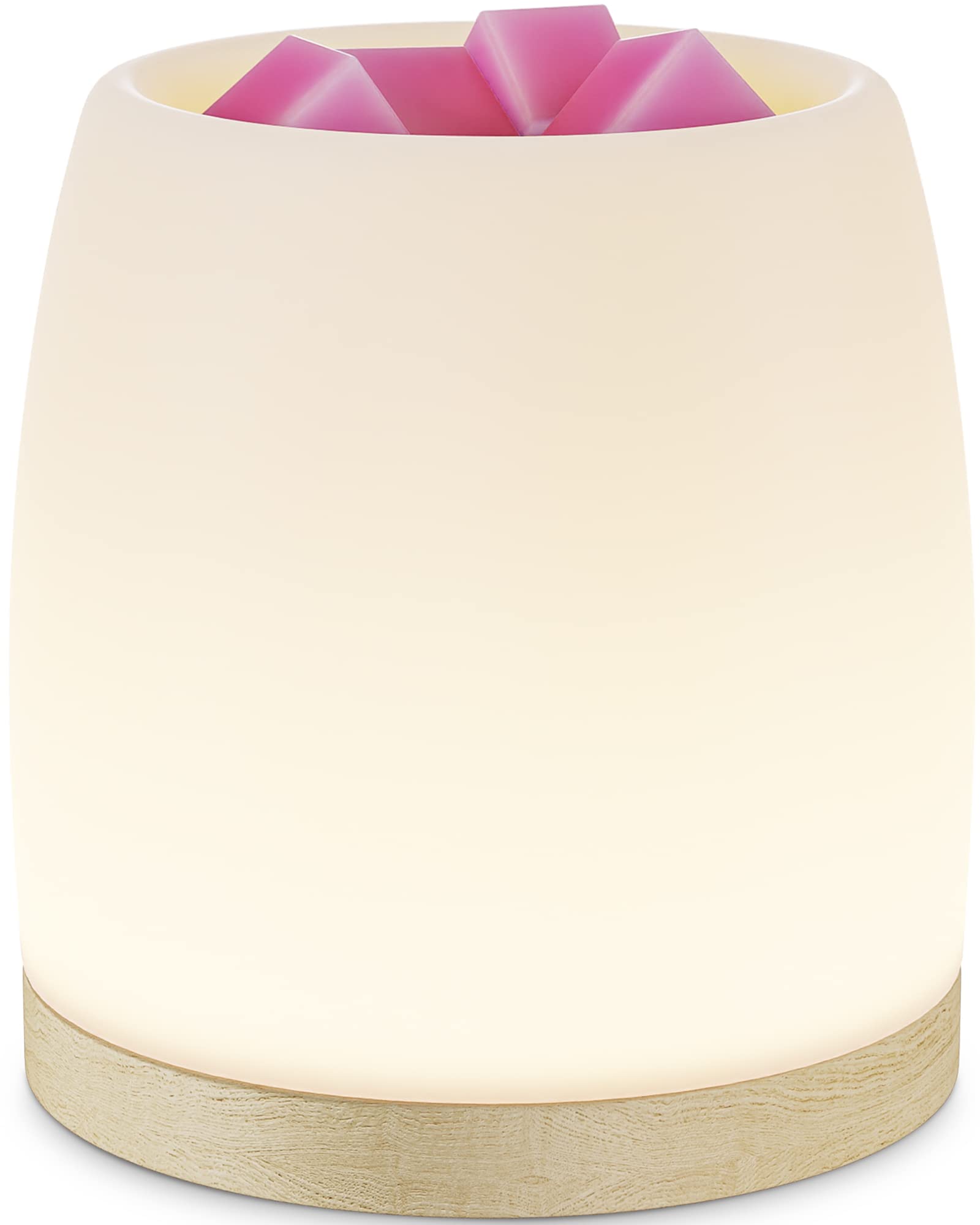 Hestia Eggy Wax Melt Warmer, Electric Candle Melter for Scented Wax Burner, 3-in-1 Scented Wax Fragrance Scent Melter, Large Silicone Top for Tart Cubes Melts, 110-120v Household, (Beech Wood, Timer)