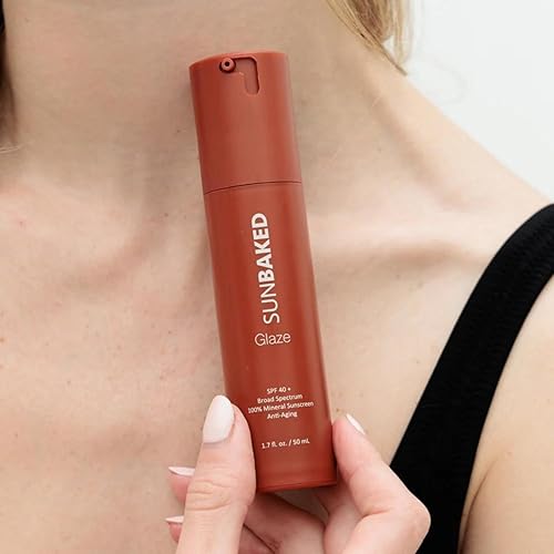 Miniatura 6 de Sunbaked Glaze Protector solar mineral antienvejecimiento con escualeno y ácido hialurónico  SPF 40+ loción solar facial y corporal óxido de zinc,