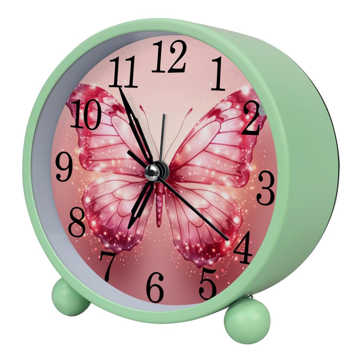 Luoweisi Alarm Clock Butterfly, Silent Non-Ticking with Night Light
