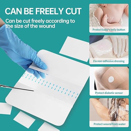 Miniatura 5 de Dimora Apósito de película transparente impermeable, vendajes grandes transparentes para heridas de 6 x 8 pulgadas, paquete de 50 protectores de
