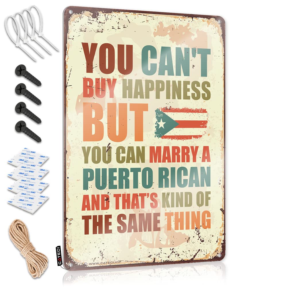 Mwfkkaddb One Color Metal Man Cave Decor You Can't Buy Happiness But You Can Marry A Puertorican Sign Backyard Bar Sign Tin Signs For Bar(30X40cm)