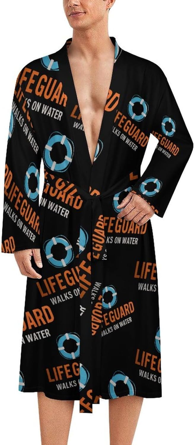 My Lifeguard Walks On Water Casual Robes Bathrobe Knee Length V-neck Loungewear Sleepwear