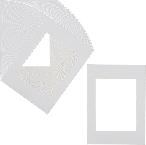 JAPCHET 20 PCS A4 White Picture Frame Mounts for A5, Photo Mount Board