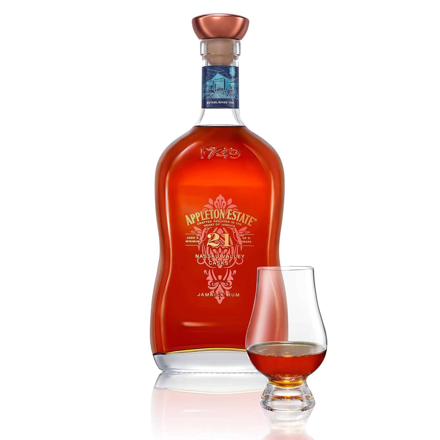 Appleton Estate 21 Years Old Nassau Valley Casks | gold-brauner Jamaica Rum| hochwertiges Geschenk | in Eichenfässern gereift | 43% Vol.| 1 x 0,7 l