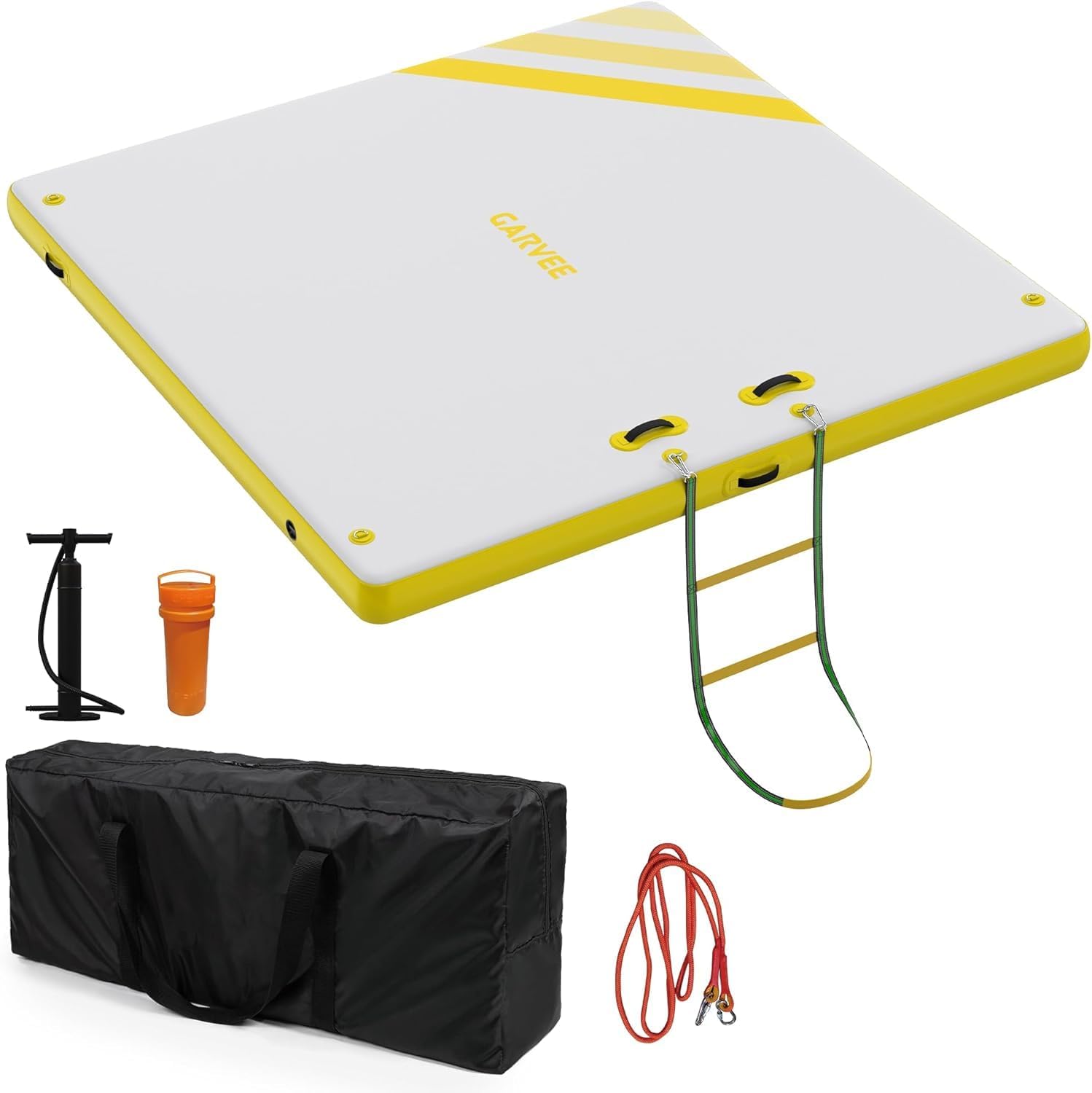 GarveeTech Inflatable Floating Dock 3 * 1.8m, Non-Slip Water Platform with Ladder & Bag