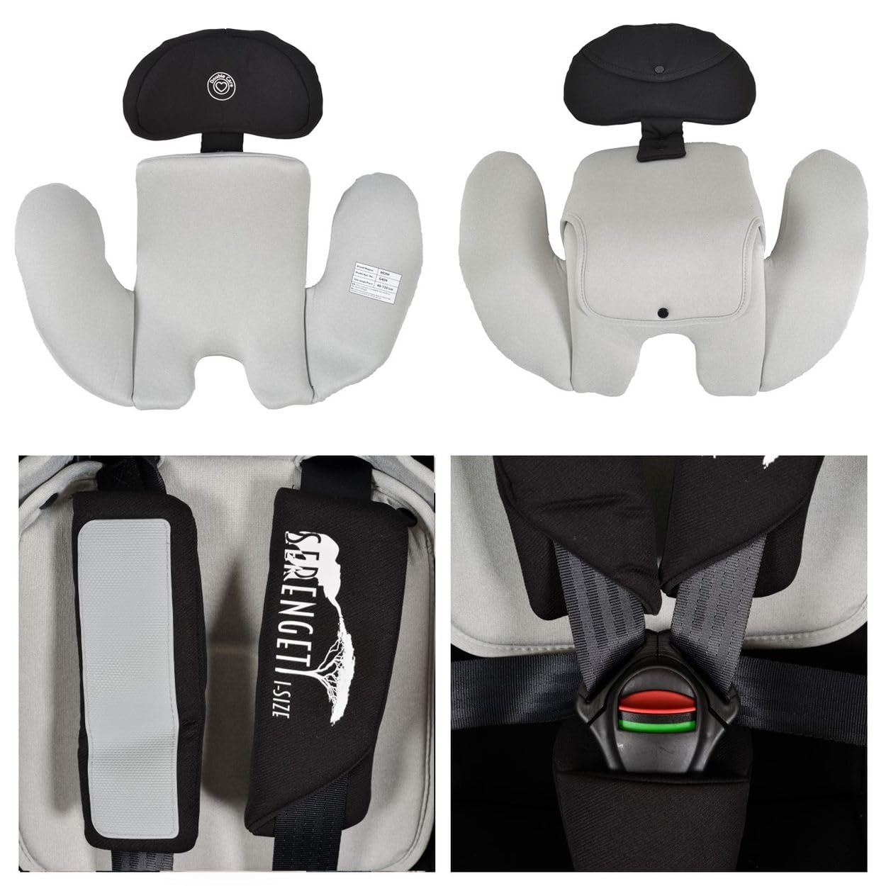 Moni, siège enfant i-Size Serengeti (40-150cm) Isofix, coussin pour la nuque, coloris:Gris
