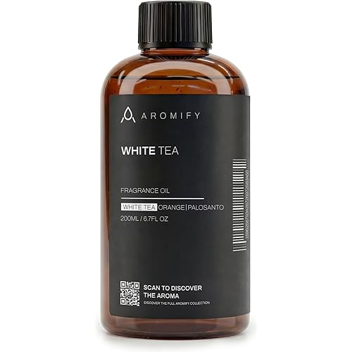 White Tea Diffuser Oil, 6.7 FL Oz, 200 mL, Aroma Essential Oil for Scent Diffusers, Luxury Hotel Scent for Home, Bathroom, Spa & Office, White Tea, Orange & Palosanto Scents