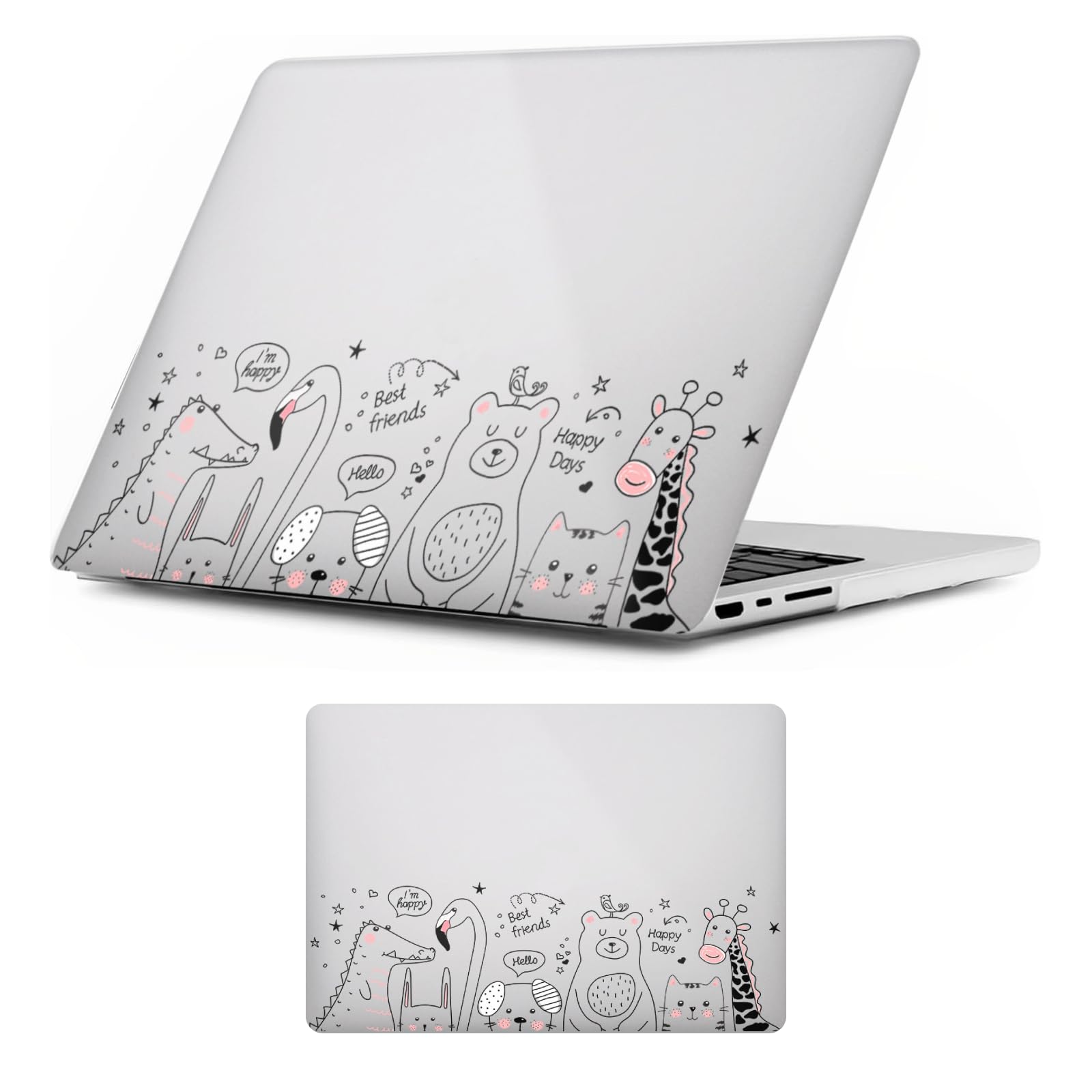 Carcasa dura MacBook Air 11 A1465 y A1370 de plástico rígido transparente diseño Zoológico Feliz 8