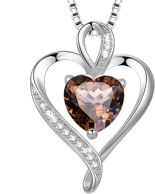 LAVUMO Necklaces for Women Sterling Silver Heart Pendant Chain Necklace Rose Gold Jewellery Cubic Zirconia Gifts for Girlfriend Wife Mum Her Birthday Anniversary Christmas Mothers Day Valentines Gift