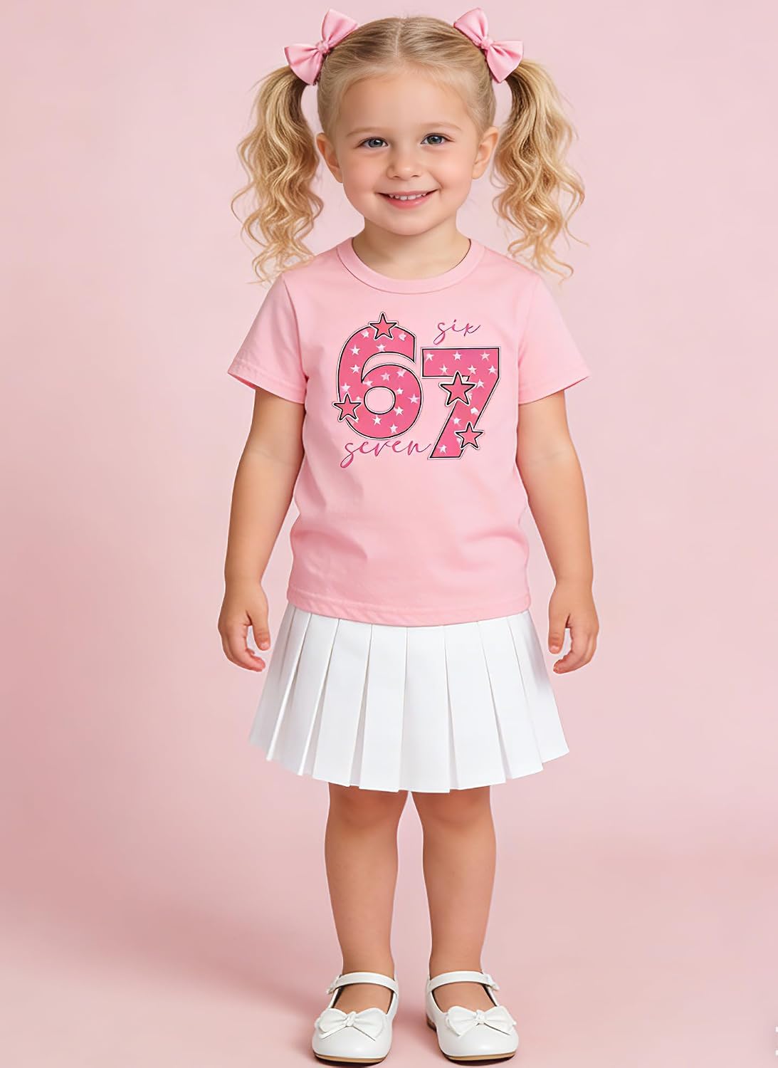 2-7 Years Little Girls Funny Six Seven Meme 6 7 T-Shirt