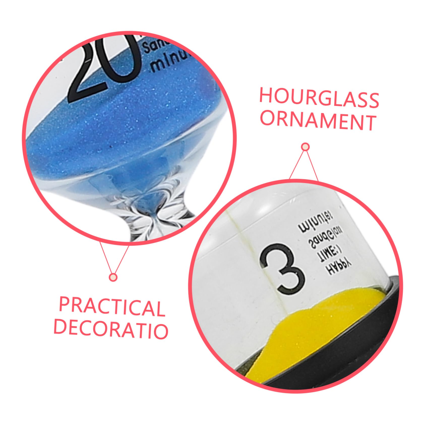 6 Stück-Sanduhr aus Glas und Abs als Tischtimer für Zuhause