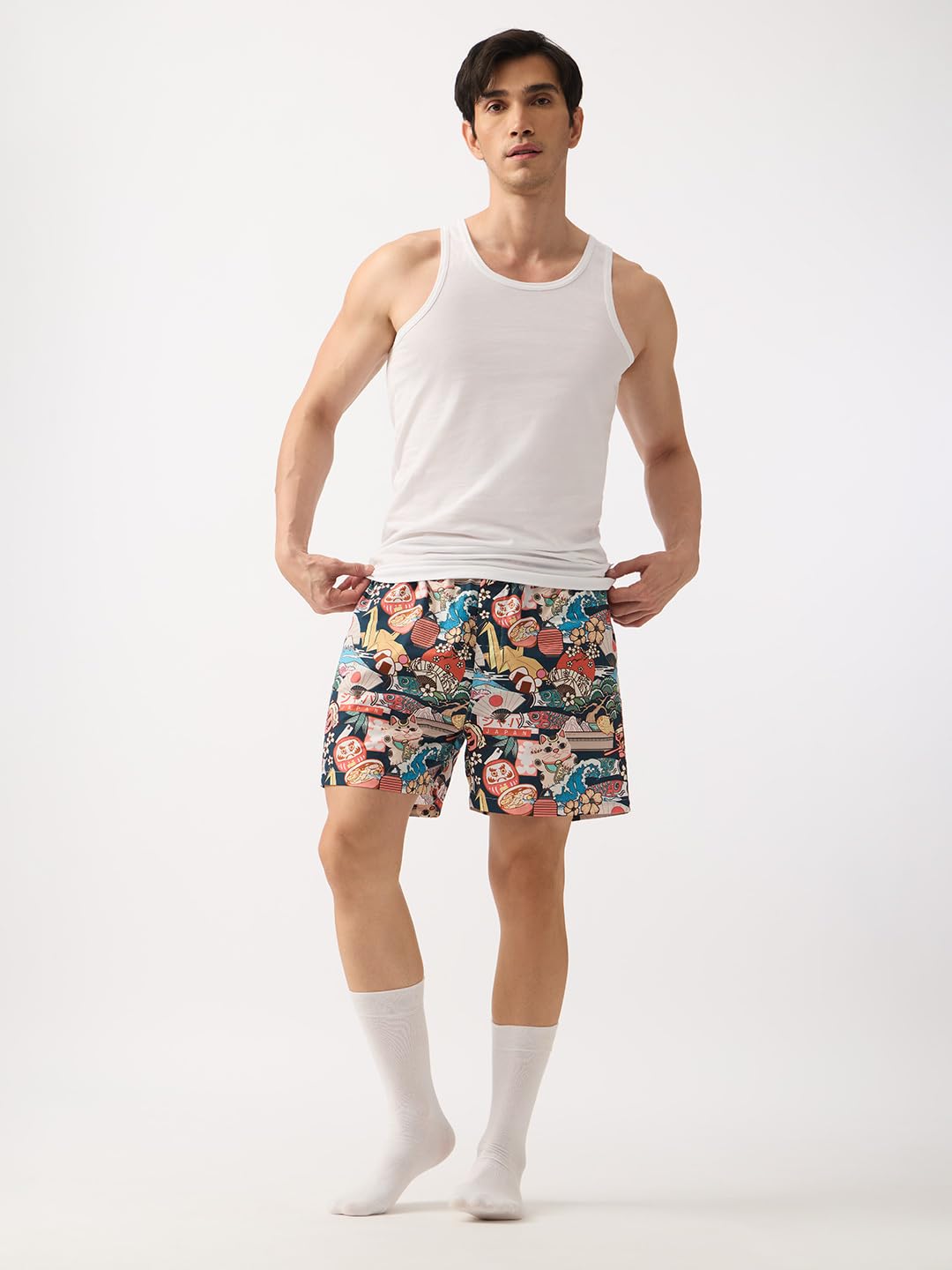 The Souled Store When in Japan Uomini e Ragazzi Elastico in Vita Blu Navy Japanese Pop Culture Grafica Stampata 100% Cotone Regular Fit Leggero All Season Lounge Boxer Shorts