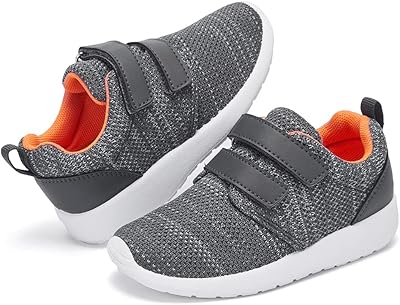 HIITAVE Toddler Boys Girls Shoes Casual Tennis Shoes Breathable Sneakers for Trail Running,Fall Dark Gray/Orange 8 M US Toddler